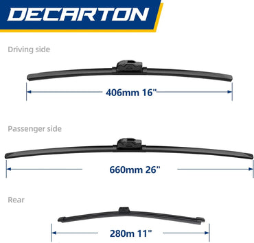 3 Wipes Replacement for Hyundai Tucson 2022 2023, 26"+16" Front Windshield Wipers with 11" Rear Wiper Blade, Original Factory Qu