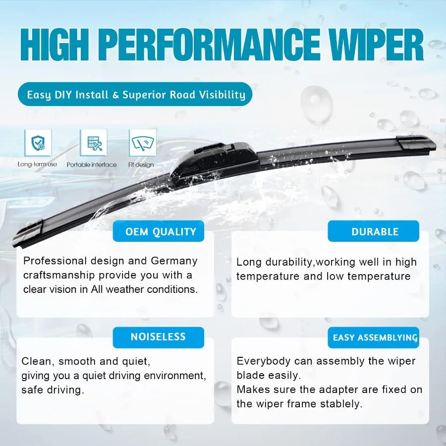 Wiper Blades With Rear Wiper Blades Set For 20182023  Kona Automotive Replacement Windshield Wiper Blades That Meet OEM Quality
