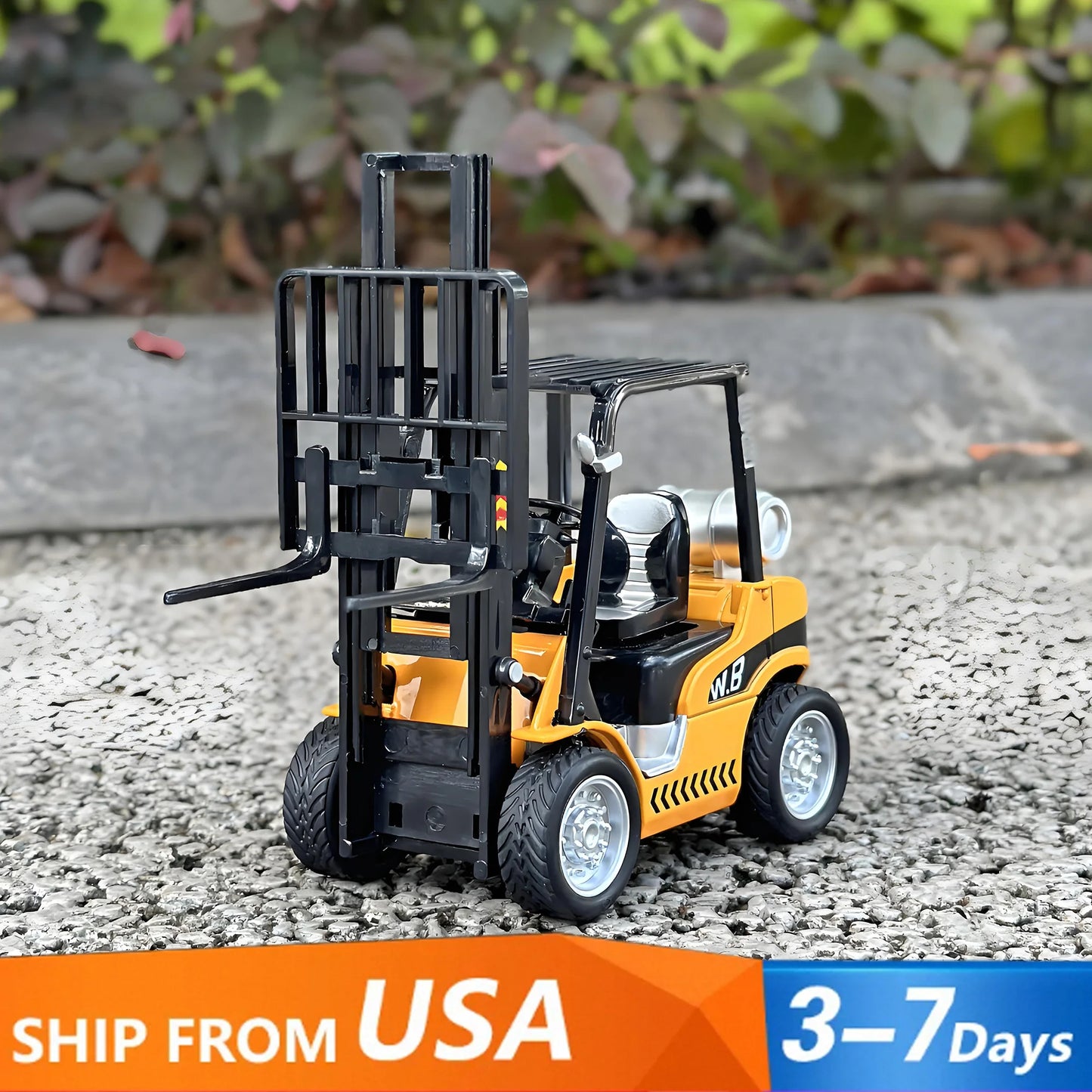 Children's metal die-cast rear forklift toy with lights, sound and liftable design - Construction truck toys for 3 years old+