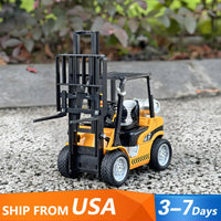 Children's metal die-cast rear forklift toy with lights, sound and liftable design - Construction truck toys for 3 years old+