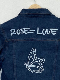 Cropped Denim Jacket for Women - Floral Embroidery & Trendy Back Print