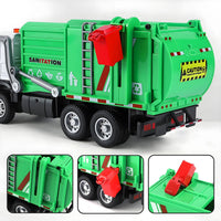 Alloy garbage truck toys, sanitation truck with lights and sounds, simulation recycling features, ideal gift for boys