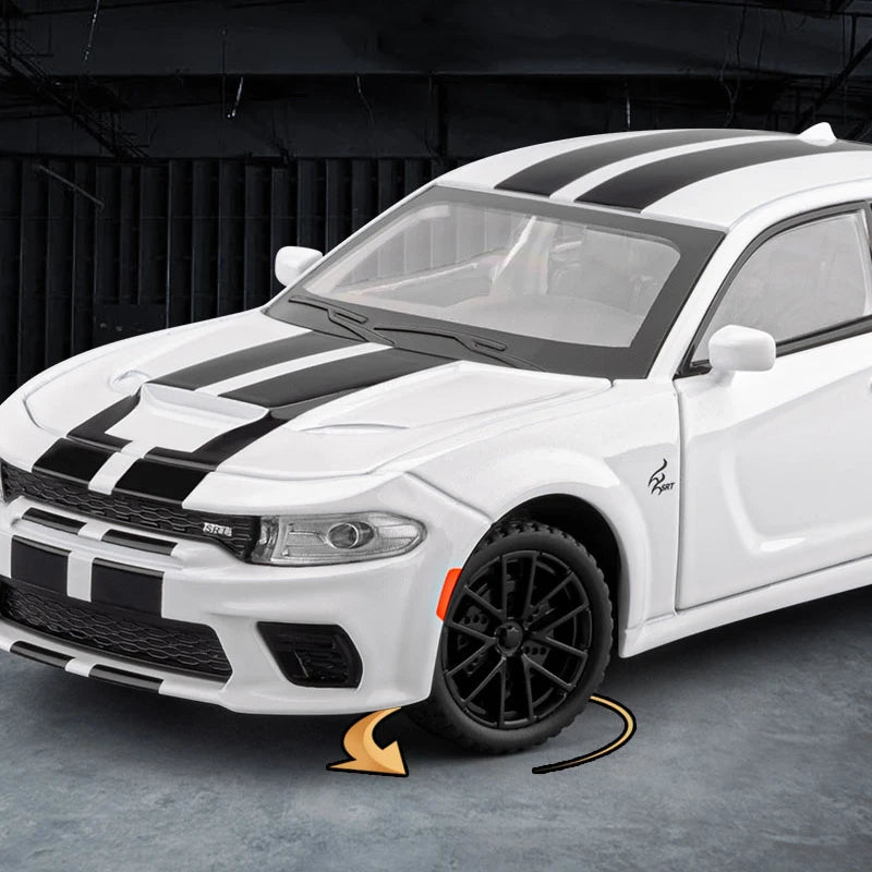 1/32 Scale Realistic Alloy Dodge Charger Car Model Toy, With Lights, Sounds And Pull - Back Function, Ideal Birthday & Christmas Gift For Boys And Girls, Suitable For Ages