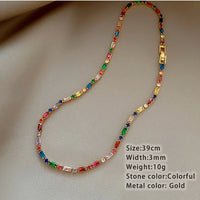 2025 Luxury Design Colorful Zircon Chain Necklace Bracelet Jewelry Sets Korean Fashion Accessories Exquisite Gift for Womens
