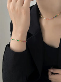 2025 Luxury Design Colorful Zircon Chain Necklace Bracelet Jewelry Sets Korean Fashion Accessories Exquisite Gift for Womens
