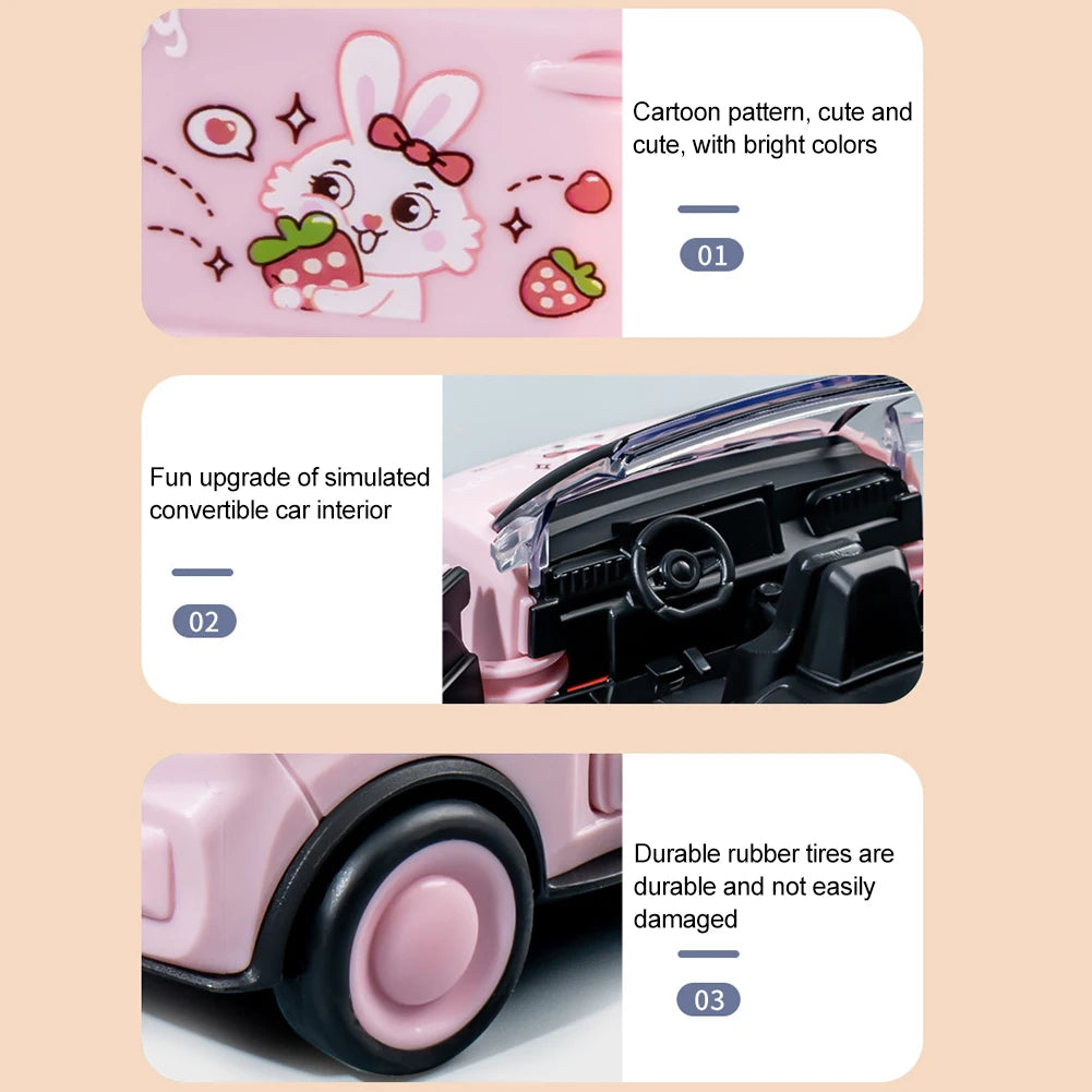 Mini Child's Toy Automobile with Openable Doors Kids Model Car Double-Sided Inertance Convertible for Boys Girls Age 3+