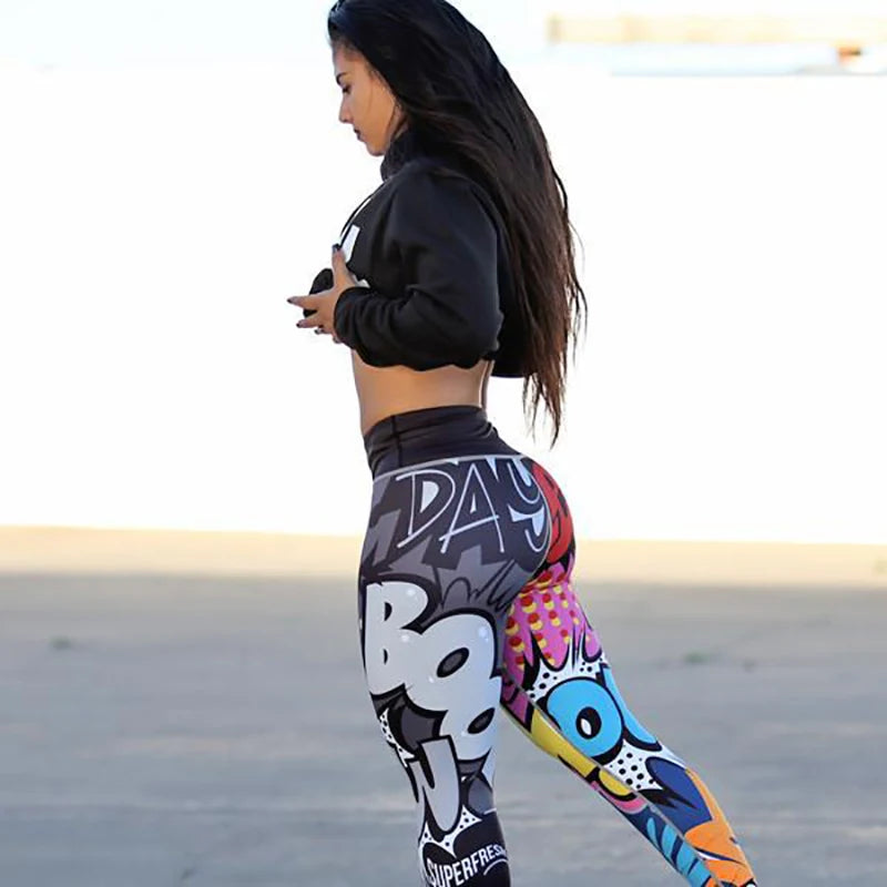 Print Yoga Pants Women Unique Fitness Workout Sports Running Leggings Sexy Push Up Gym Wear Elastic Slim 2025