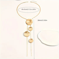 Lxalry 14K Gold Textured Disc Necklace - 3D Layered Chain Jewelry for Women, Hypoallergenic Design for Daily & Party Wear