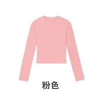 Cotton O Neck Long Sleeve Shirt Women Sexy Cropped Tops 2024 Autumn Black Casual Skinny Slim Basic Woman T Shirts White Clothing