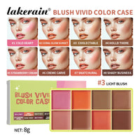 8 Colors Blush Vivid Color Case Eyebrow Blush Highlighter Palette Matte Shimmer Finishes Shadow Tones Long-Lasting Cosmetics