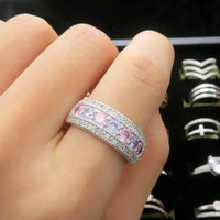 Pink Diamond Women's Wedding Ring, High-end Colored Zircon Ring, Creative Hand Jewelry
