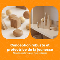 Wooden 3D Shapes Geometric Solid Blocks Preschool Learning , Set of 10