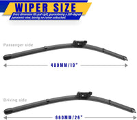 2 wipers Replacement For 2017-2023 Tesla Model 3/2020-2023 Model Y Original Equipment Replacement Wiper Blade - 26"/19" (Set of