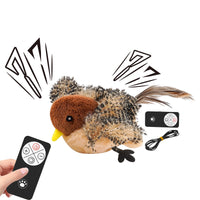 Remote Control Simulated Chirping Bird Toy Plush Chirping Cat Toy Interactive Bird Cat Feather Toy Melodys Chaser For Kitten