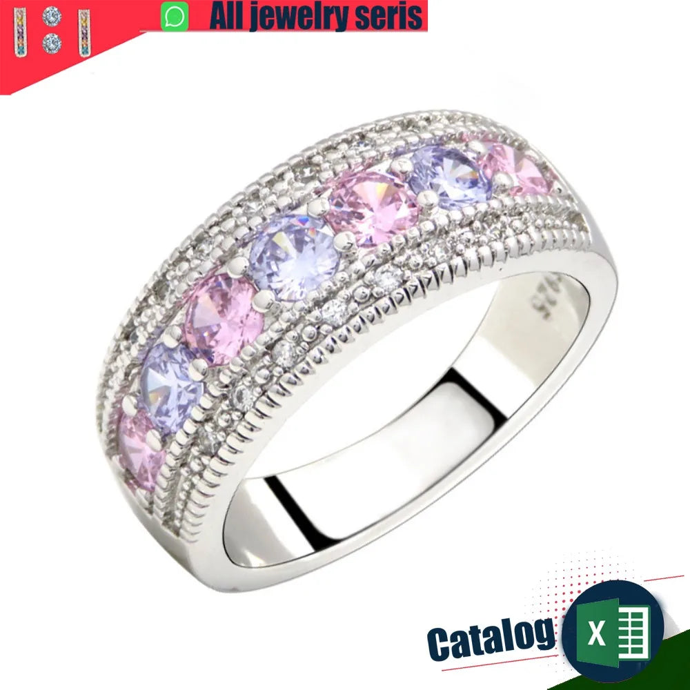 Pink Diamond Women's Wedding Ring, High-end Colored Zircon Ring, Creative Hand Jewelry