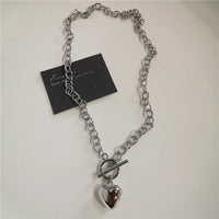 Punk Rock Black Heart Cross Pendant Chain Necklace For Men Women Cool Hip Hop Street Vintage 90s Y2K Grunge Goth Accessories