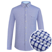 Men's Plaid Striped Oxford Long Sleeve Button-down Shirts with Pocket, Spring Fall 60% Cotton Versatile Casual Menswear Clothing