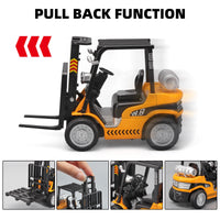 Children's metal die-cast rear forklift toy with lights, sound and liftable design - Construction truck toys for 3 years old+