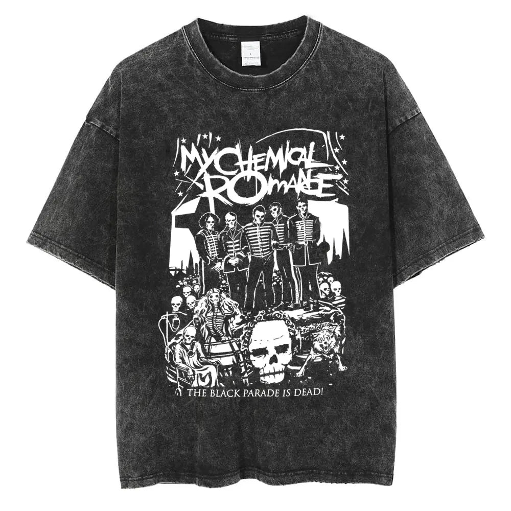 Vintage Skull Ghost T Shirt Men Women Y2K Cotton Tshirt Unisex Streetwear T-shirt Clothing Top Tee