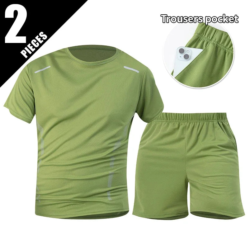 1/2/4Pcs Men's Summer Solid Color Mix And Match Short-sleeved Young Men's Loose Quick-drying Sports Running Shirt Middle-aged T-