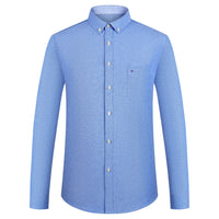 Men's Plaid Striped Oxford Long Sleeve Button-down Shirts with Pocket, Spring Fall 60% Cotton Versatile Casual Menswear Clothing