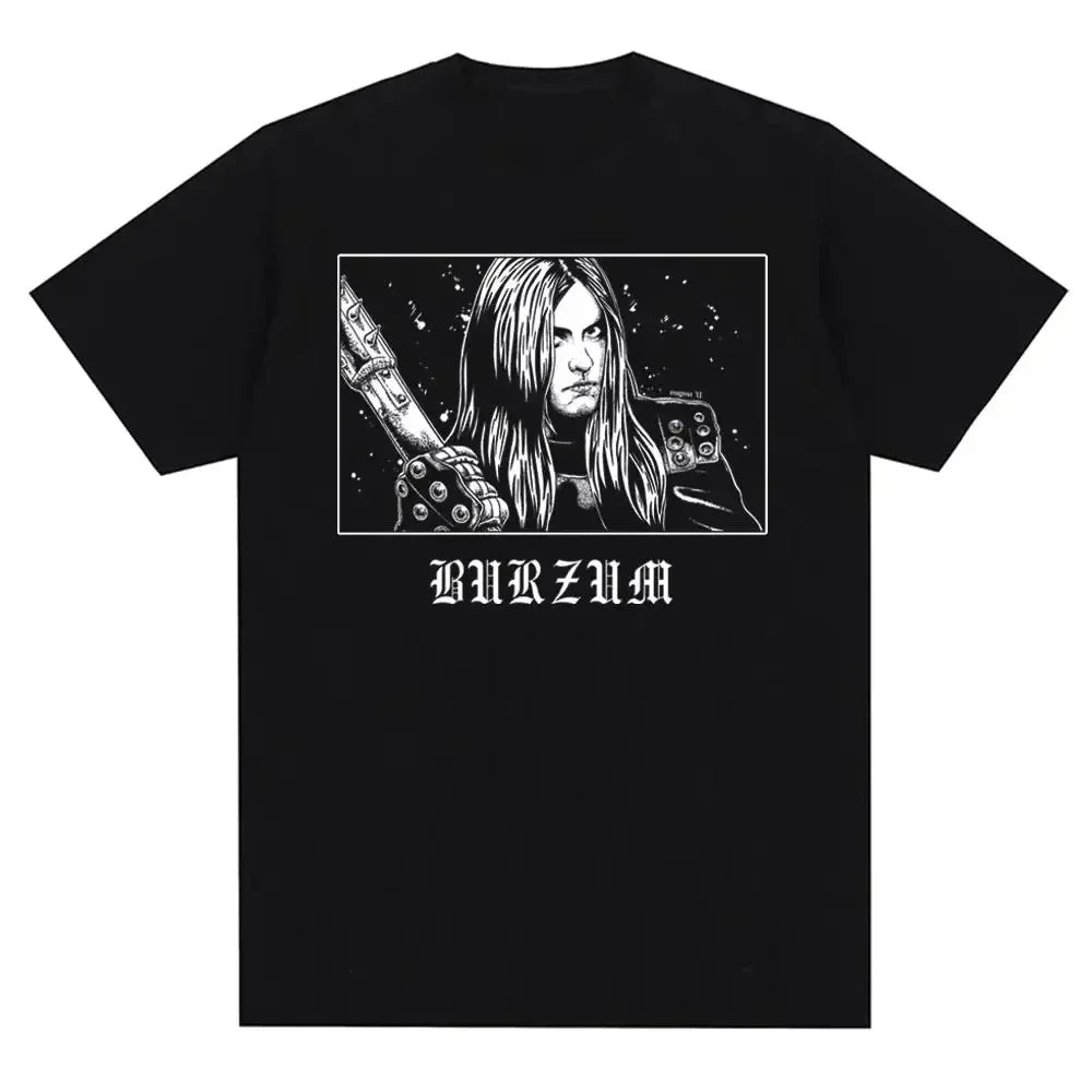2025 Burzum band imported European and American retro metal band pure cotton men's and women's printed short-sleeved T-shirts