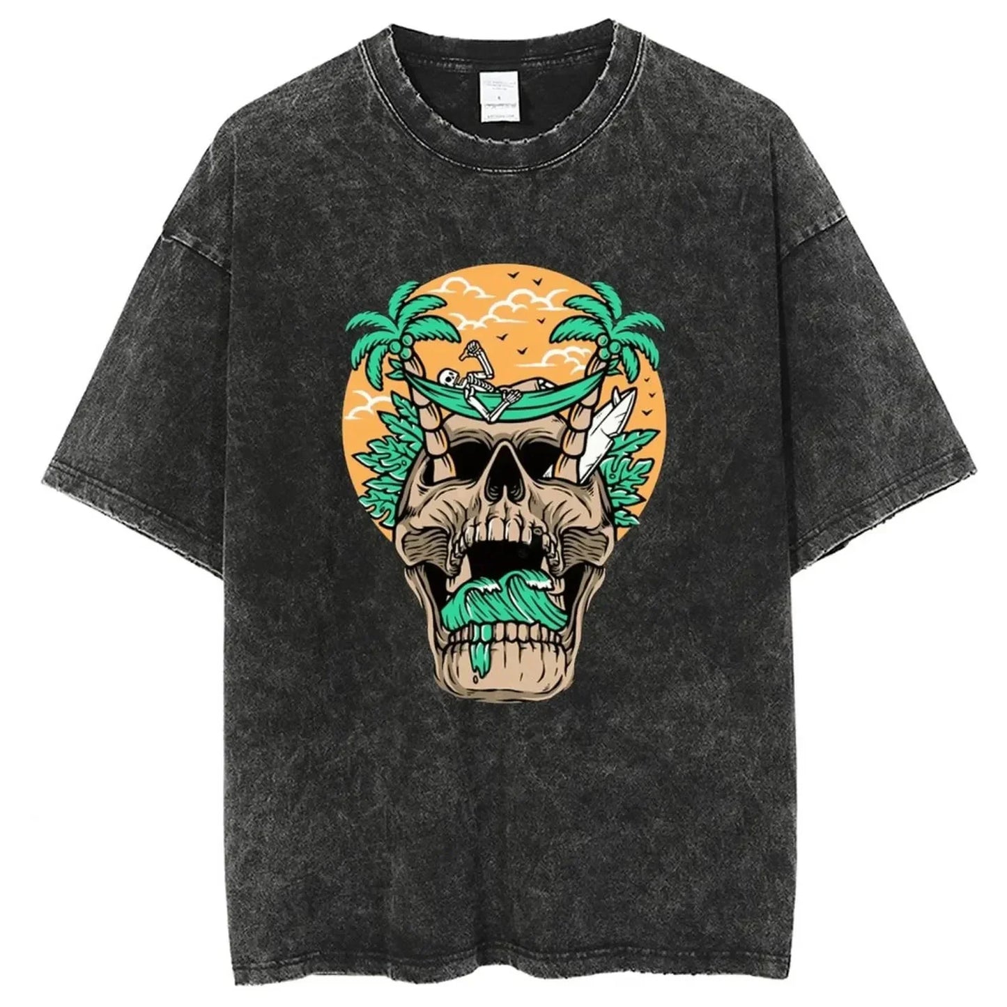 Vintage Skull Ghost T Shirt Men Women Y2K Cotton Tshirt Unisex Streetwear T-shirt Clothing Top Tee