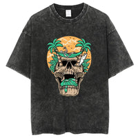 Vintage Skull Ghost T Shirt Men Women Y2K Cotton Tshirt Unisex Streetwear T-shirt Clothing Top Tee