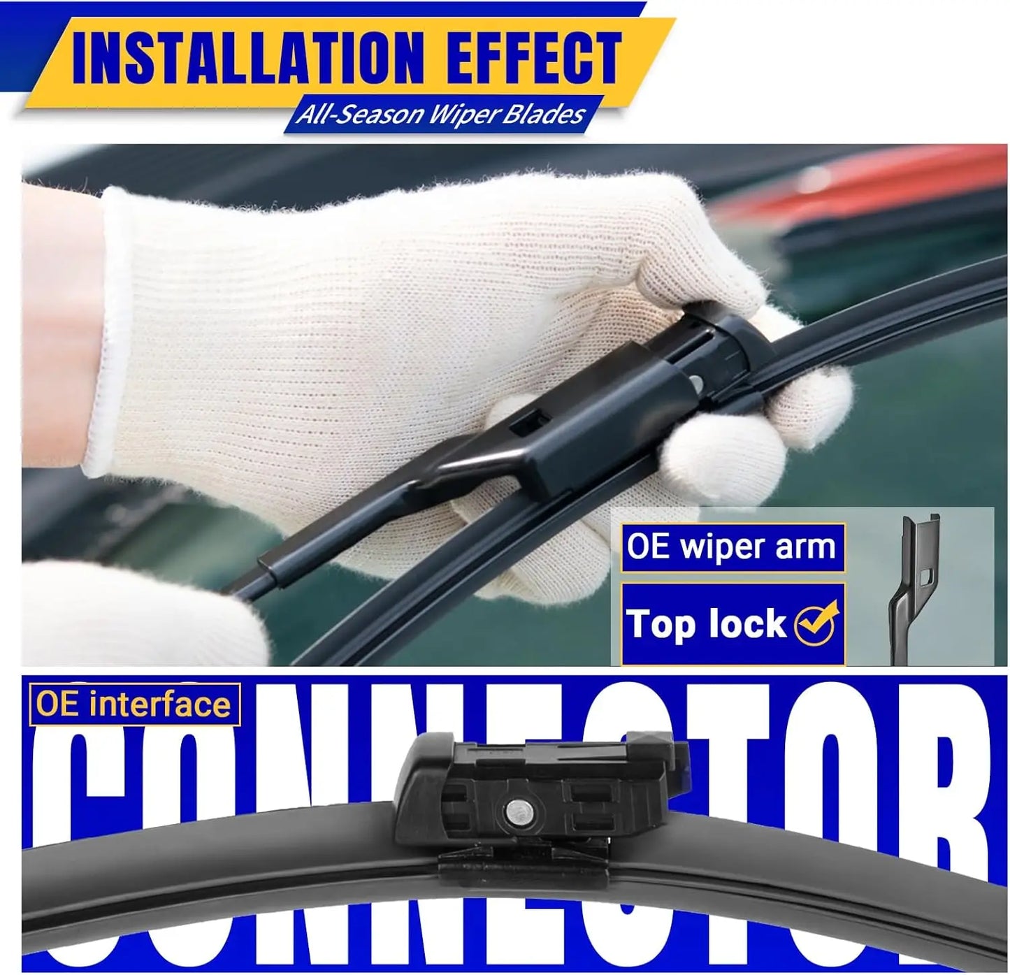 2 wipers Replacement For 2017-2023 Tesla Model 3/2020-2023 Model Y Original Equipment Replacement Wiper Blade - 26"/19" (Set of