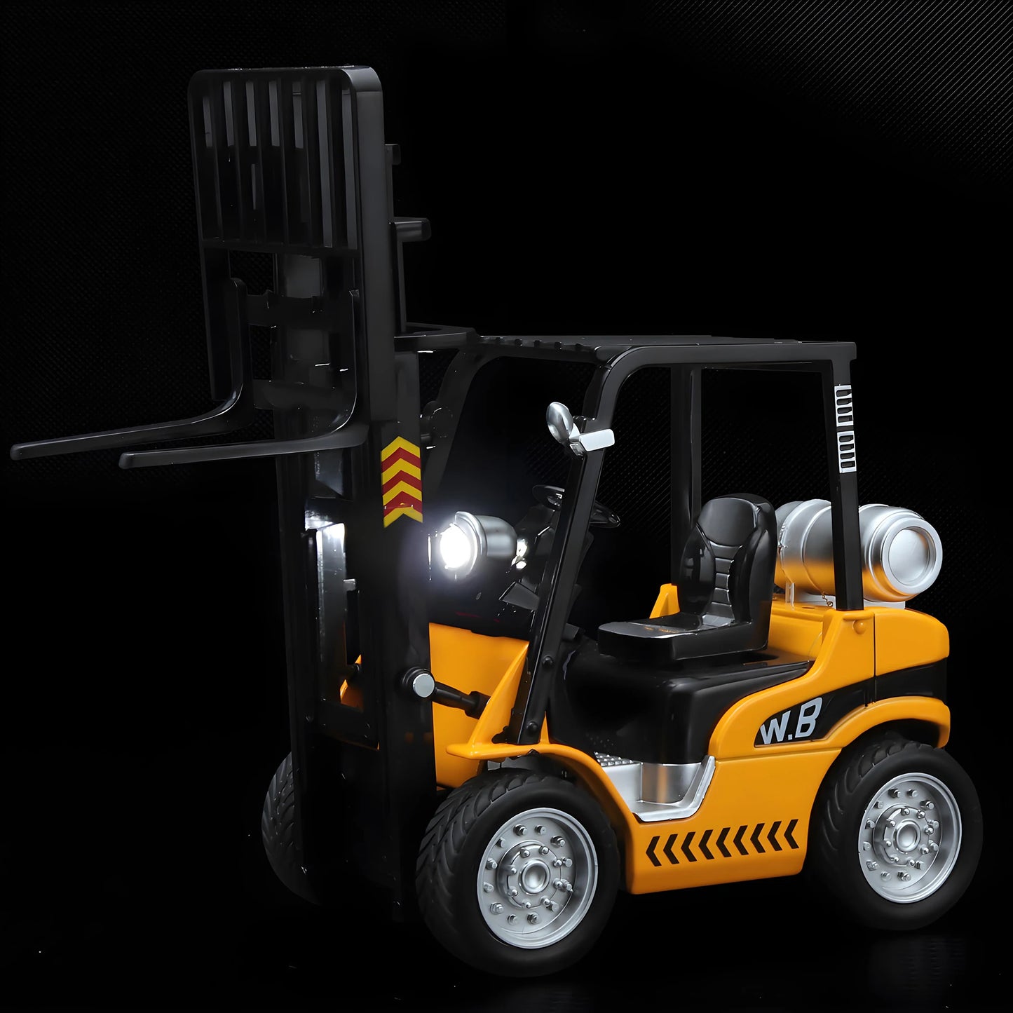 Children's metal die-cast rear forklift toy with lights, sound and liftable design - Construction truck toys for 3 years old+