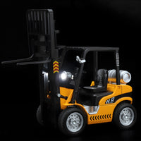 Children's metal die-cast rear forklift toy with lights, sound and liftable design - Construction truck toys for 3 years old+