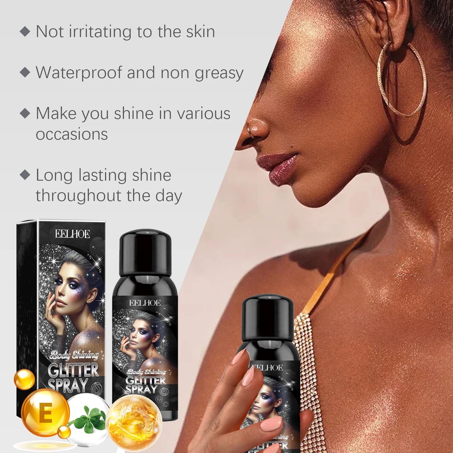 EELHOE Highlighter Powder Spray Body Liquid Highlight High Gloss Glitter For Face Body Makeup Shimmer Sparkle Powder Cosmetics