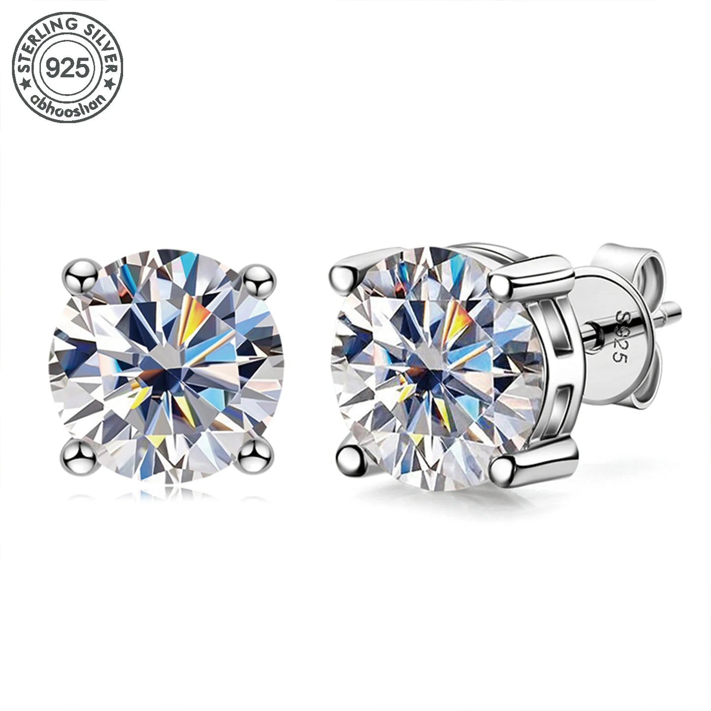 925 silver, moissanite stud earrings, men's earrings, women's earrings, set with 6/7/8mm moissanite, simple and small style, sui