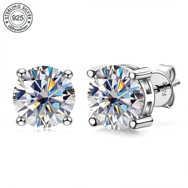 925 silver, moissanite stud earrings, men's earrings, women's earrings, set with 6/7/8mm moissanite, simple and small style, sui
