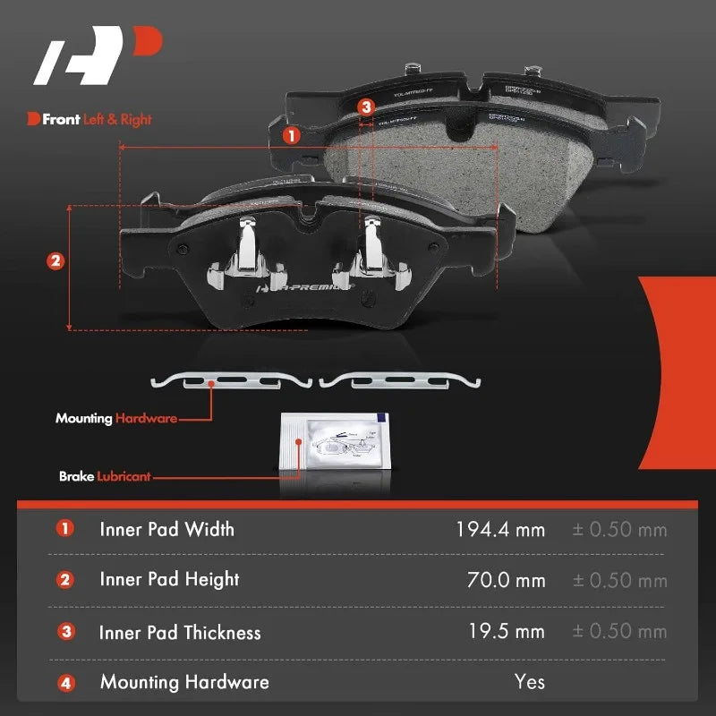 A-Premium Front & Rear Ceramic Disc Brake Pads Set