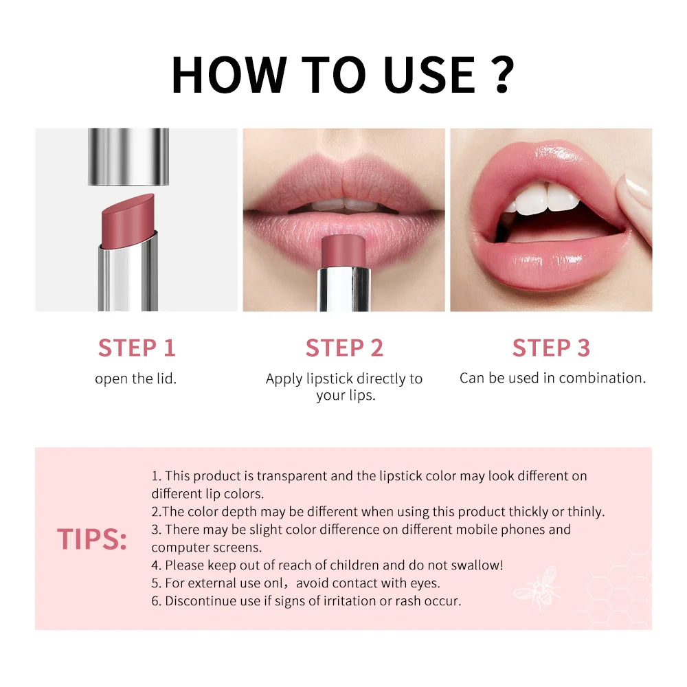 Lakerain Pink Honey Lip Balm Lipstick Natural Color Creamy Texture Long Lasting Moisturizing  Nourishing Lip Care Gloss Cosmetic
